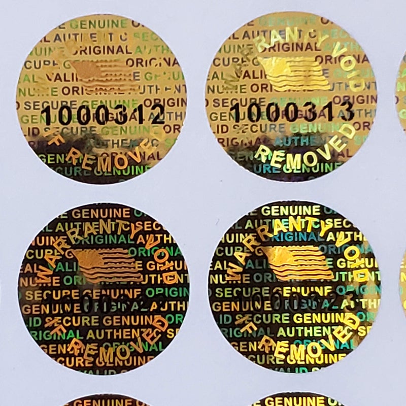 Dealimax Golden Color 14 MM (0.53 inch) Round with Serial Number Hologram Labels Tamper Evident Stickers Security Void Seals Labels - Dealimax Brand (500) - Image 1